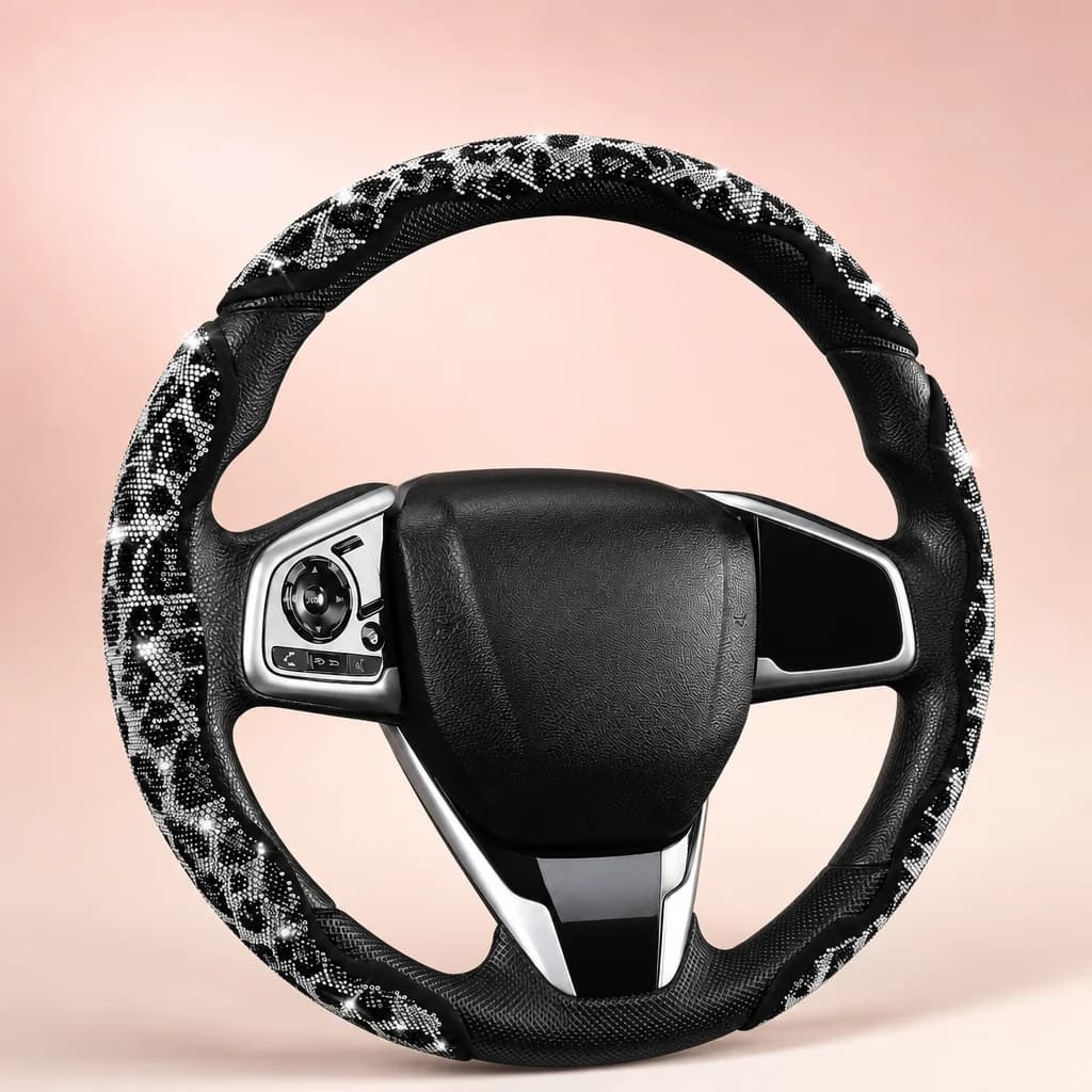 Pretty Driven Leopard Steering Wheel Cover — Snow Leopard